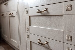 close up of cabinet hardware 